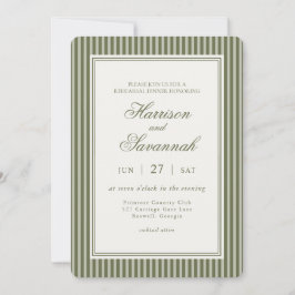 Convite Olive Martini Striped Old Money Rehearsal Dinner