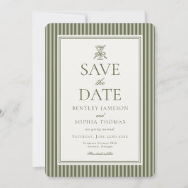 Convite Olive Martini Tini Bit Closer Stripe Save the Date