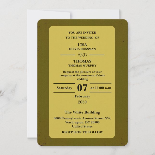 Convite Olive Rust Earthy Wedding Invitation (Frente)