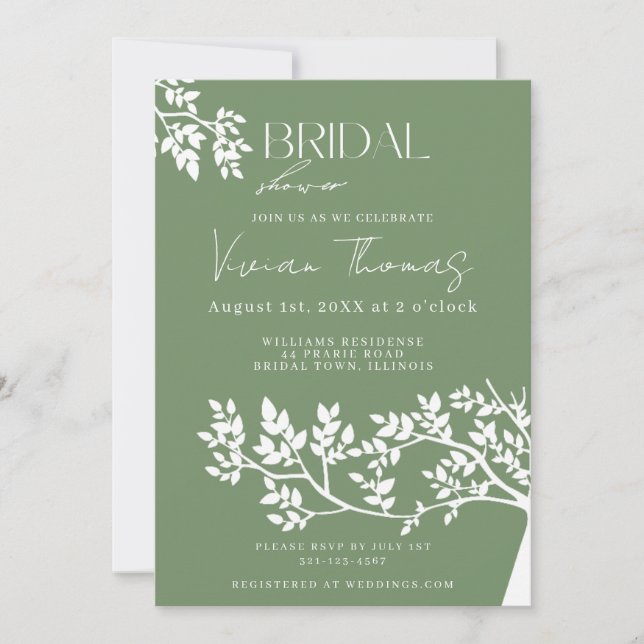 Convite Olive Tree Mediterranean Bridal Shower (Frente)