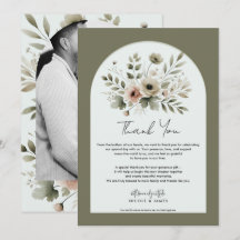 Olive Verde Caqui Floral Agradeço em Aquarela