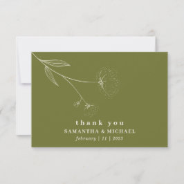 Convite Olive Verde Flor de Algodão Boho bege obrigado