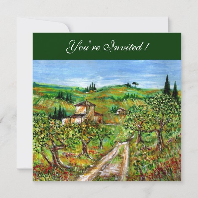 Convite OLIVEIRAS NA TOSCANA, verde preto (Frente)