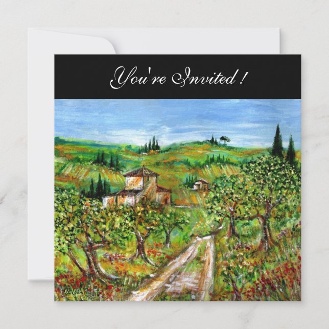 Convite OLIVEIRAS NA TOSCANA, verde preto (Frente)