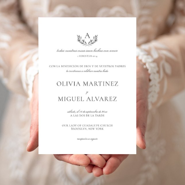 Convite Olivia Invitación de Boda Cristiana Wedding (Invitacion de boda católica sencilla y elegante digital para imprimir)