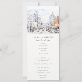 Convite Omaha Nebraska Watercolor Scape Wedding Program
