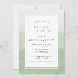 Convite Ómbolo de Aquarela Verde de Sage Simples