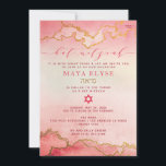 Convite Ombre Dourado Bat Mitzvah, Cor de Água Elegante<br><div class="desc">Convite Dourado Bat Mitzvah,  Cor de Água Elegante Cor Rosa</div>