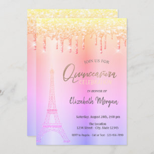 Convite Ombre Drives, Torre Eiffel Quinceañera