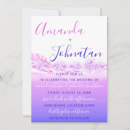 Convite Ombre Oceano Azul Roxo Casado Ondas Azuis Oceano