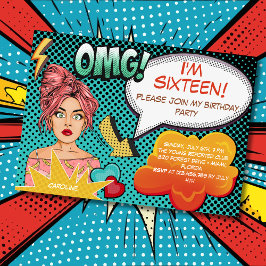 Convite OMG! Eu sou... aniversário de criança adolescente.