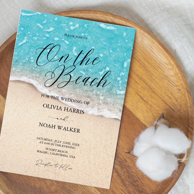 Convite On The Beach Blue Ocean wedding Invitation (Criador carregado)