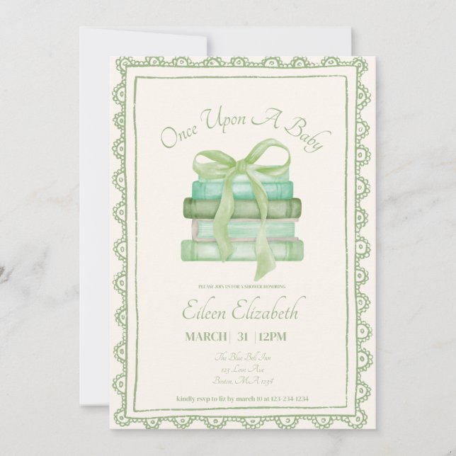 Convite Once Upon A Baby Baby Shower Invitation  (Frente)