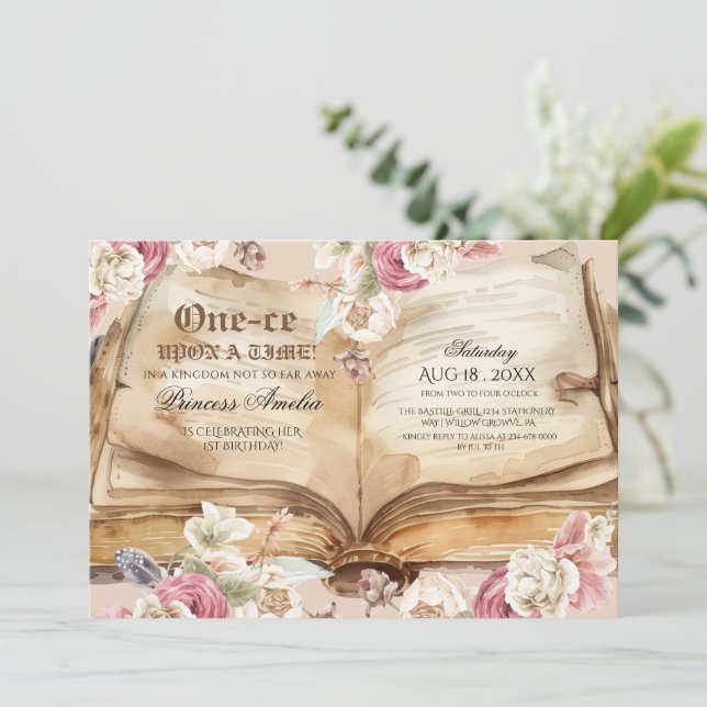 Convite Once Upon A Time 1st Birthday Party (Em pé/Frente)