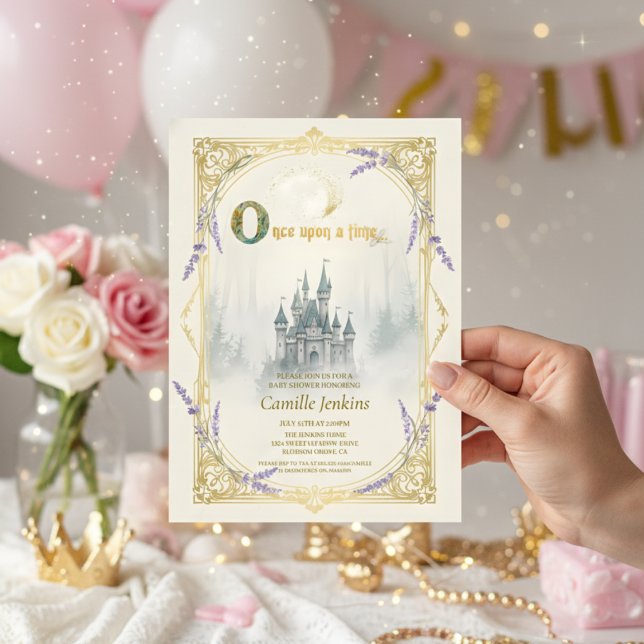 Convite Once Upon a Time Fairytale Castle Princess floral (Criador carregado)