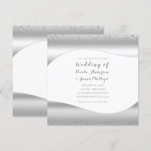 Convite Onda de Prata Brilho Glitter Luxo Glamour Casament