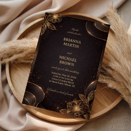 Convite Onda Floral Ouro Luxo