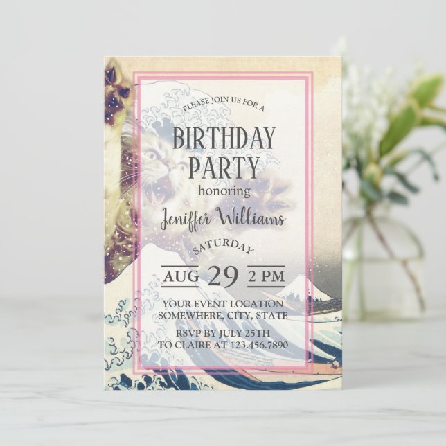 Convite Onda Gato Gigante - A Onda de Excelente de Kanagaw (Em pé/Frente)