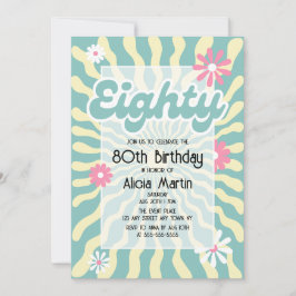 Convite Onda Sol Retroativa Daisy Oitava 80 Aniversário