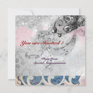 Convite ONDAS, brilhantes faíscas pretas e brancas rosa az