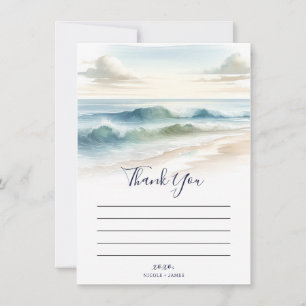 Convite Ondas da Praia em Aquarela Rústico Costeiro Obriga