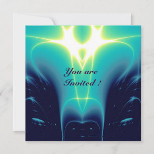 Convite ONDAS DE LUZ ,Azul Aqua,Turquesa,Branco