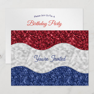 Convite Ondas de Mosaico Patriótico de Aniversário