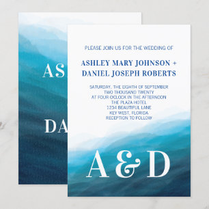 Convite Ondas de oceano do rolamento que Wedding o