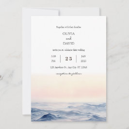 Convite Ondas de Oceano Rosa Gentilosas no Casamento de Da