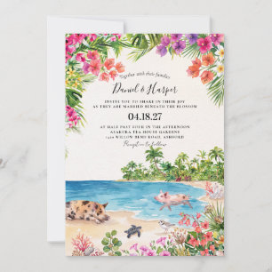 Convite Ondas do Oceano Azul Casamento na Ilha da Praia Tr