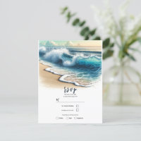 Ondas do Oceano Quebrando na Praia Casamento RSVP