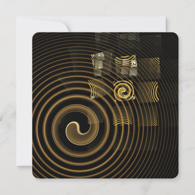 Convite Ondas Douradas Hipnóticas Arte Moderna Abstrata (Frente)