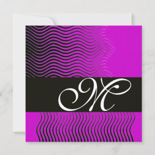 Convite ONDAS EL EGANTES MONOGRAMA, preto e branco, roxo
