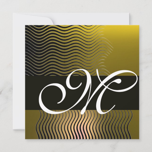 Convite ONDAS ELGANTES MONOGRAMA, topázio amarelo (Frente)