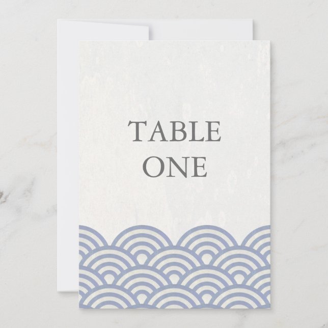 Convite Ondas Estilizadas Japonesas Seigha Número de Mesa  (Frente)