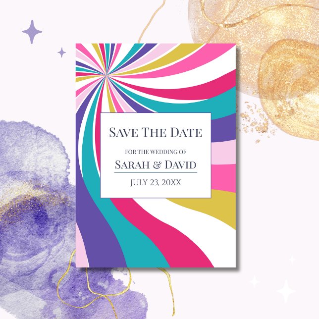 Convite Ondas Exclusivas Retroativas Rosa Salvar a Data (Criador carregado)