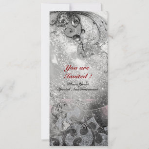 Convite Ondas gelo brilhante metálico preto branco brilhos