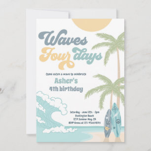 Convite Ondas Quatro Dias Retro Surf Praia 4º Aniversário