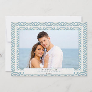 Convite Ondas Seigaiha Japonesas Salvar Data Foto Plana