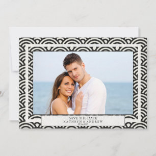 Convite Ondas Seigaiha Japonesas Salvar Data Foto Plana