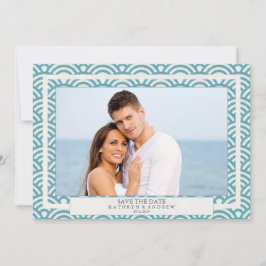 Convite Ondas Seigaiha Japonesas Salvar Data Foto Plana