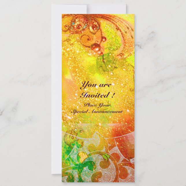 Convite Ondas , vermelhas brilhantes verde marrom rosa dou (Frente)