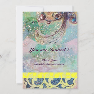 Convite ONDAS , vermelho brilhante marrom amarelo azul ros