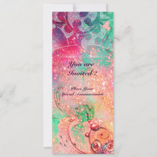 Convite ONDAS , vermelho brilhante verde azul rosa dourado