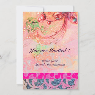 Convite ONDAS, vermelho verde amarelo azul rosa brilhante 