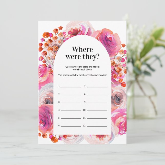 Convite Onde Eles Estavam Com A Placa Floral De Brilho De  (Em pé/Frente)