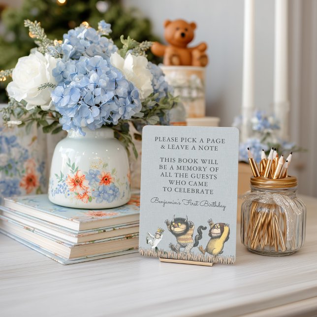 Convite Onde estão as coisas selvagens | Sinal de livro (Sign simulated on table)