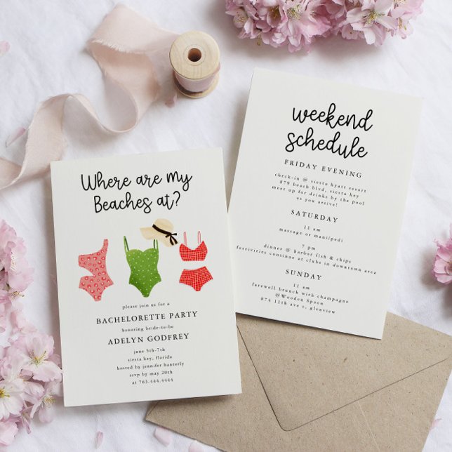 Convite Onde Estão As Minhas Praias Na Festa de solteira (Criador carregado)