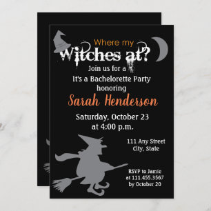 Convite Onde Minhas Bruxas Na Festa de solteira Convidam