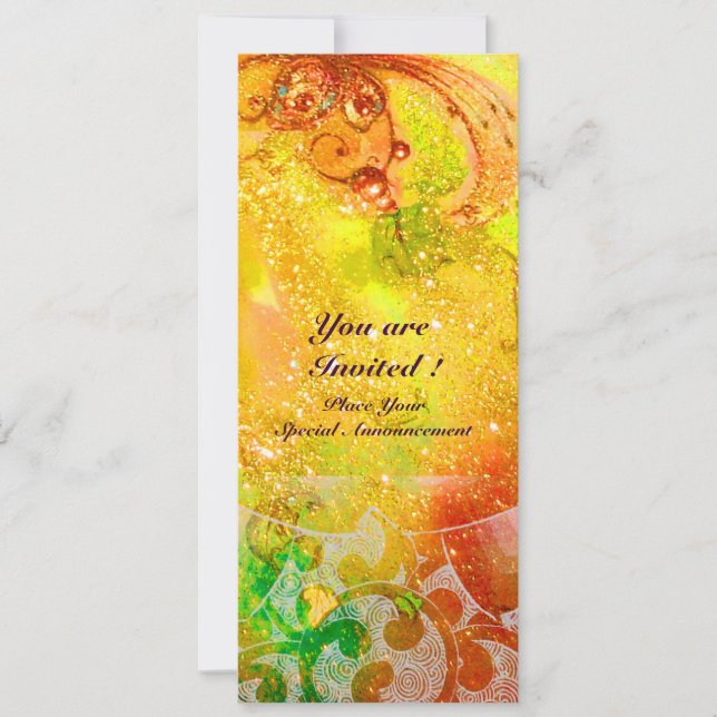 Convite Ondulações, brilho vermelho verde marrom rosa dour (Frente)